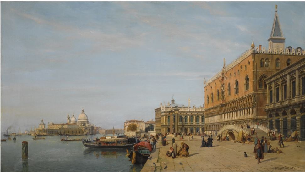 View of the Piazetta and the Doge's Palace, vintage artwork by Jean-Baptiste van Moer, A3 (16x12") Poster Print