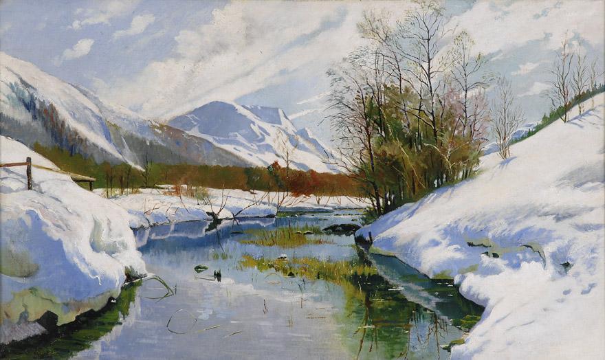 The Inn in Engadine, vintage artwork by Walter Moras, 12x8" (A4) Poster