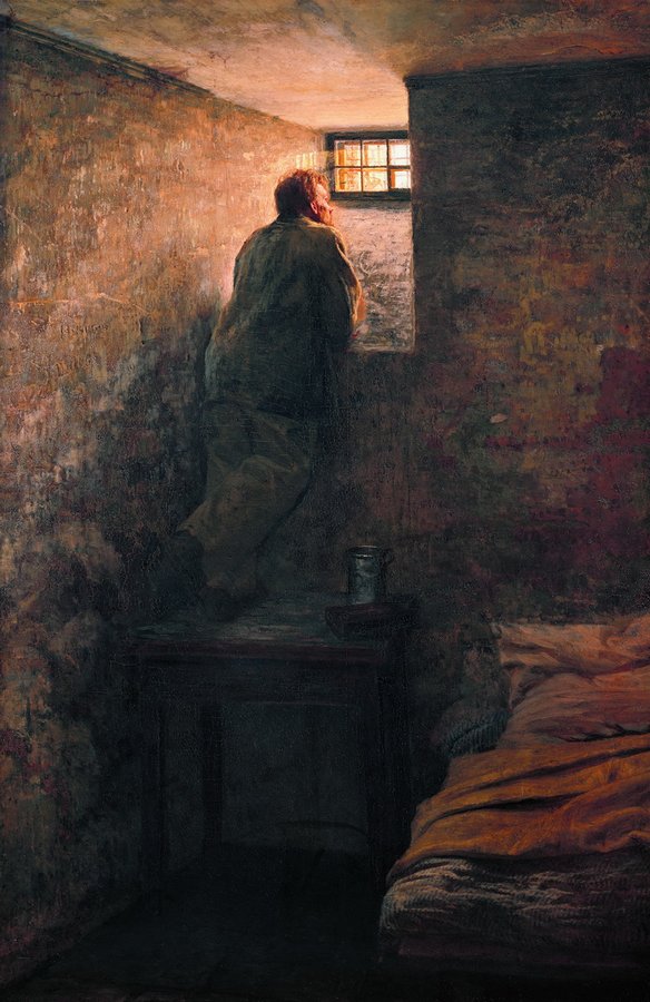 Prisoner, vintage artwork by Nikolai Aleksandrovich Yaroshenko, 12x8" (A4) Poster