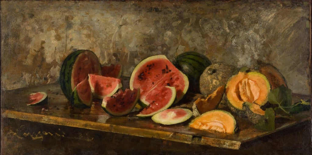 Watermelons and melons by Emilio Longoni,A3(16x12")Poster