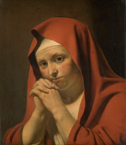 Woman in Prayer, vintage artwork by Attributed to Jan van Bijlert, 12x8" (A4) Poster