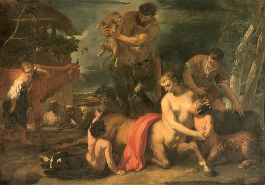 Family of Centaurs, vintage artwork by Sebastiano Ricci, 12x8" (A4) Poster