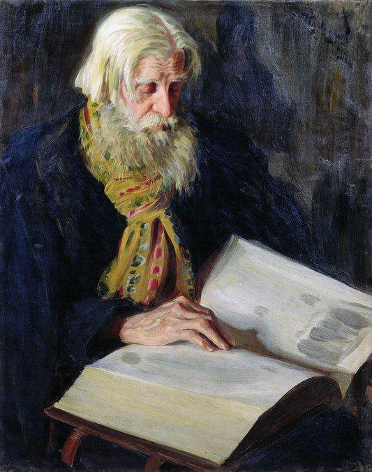 An Old Man Reading by Ivan Kulikov,16x12(A3) Poster