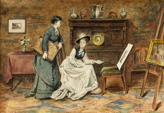 Choosing the Pictures, vintage artwork by George Goodwin Kilburne, 12x8" (A4) Poster