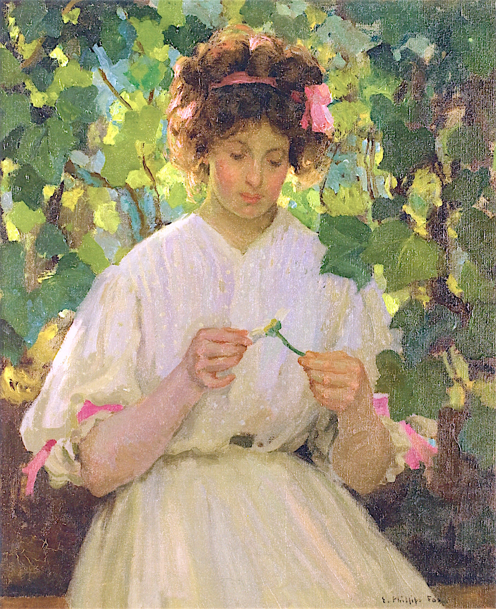 Loves me, Loves Me Not, vintage artwork by Emanuel Phillips Fox, 12x8" (A4) Poster