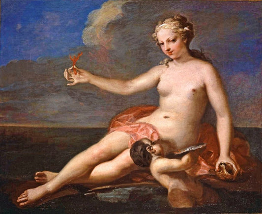 Venus Anadiomene, vintage artwork by Jacopo Amigoni, 12x8" (A4) Poster
