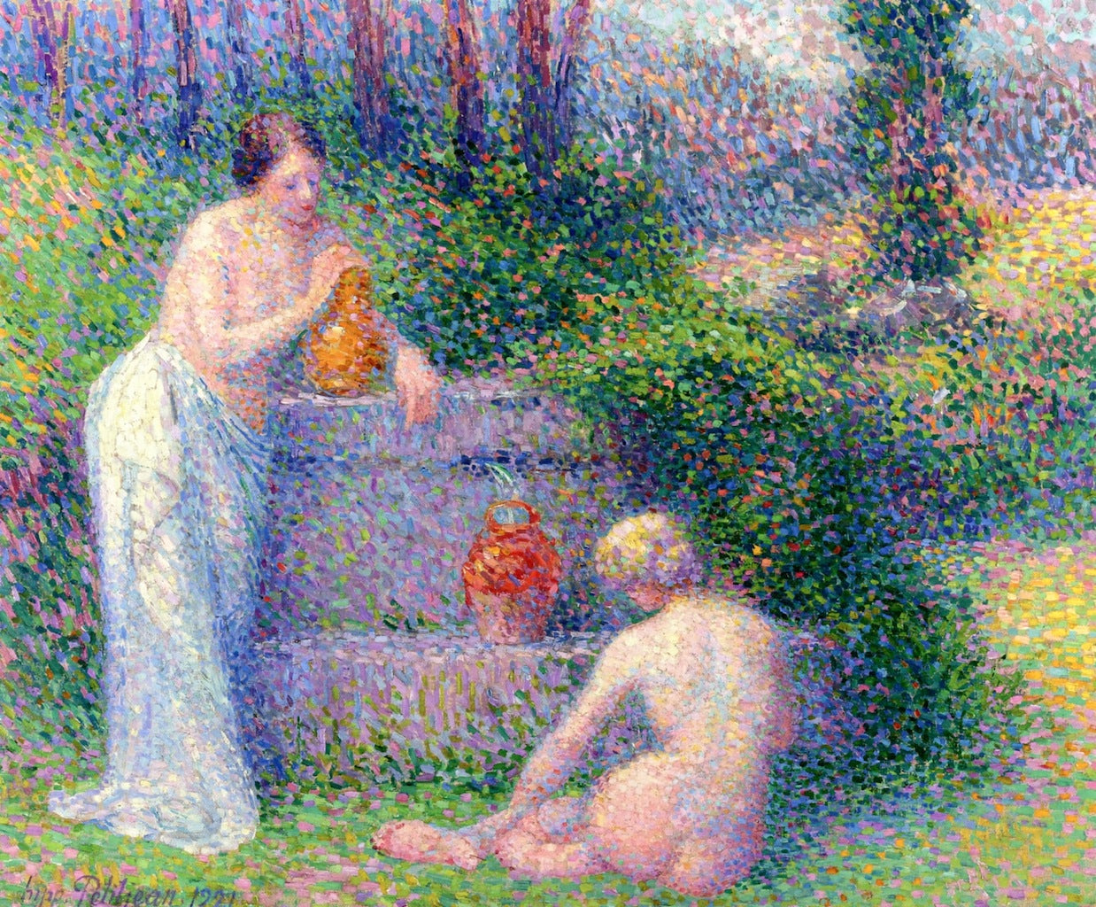Woman at the Fountain by Hippolyte Petitjean,A3(16x12")Poster