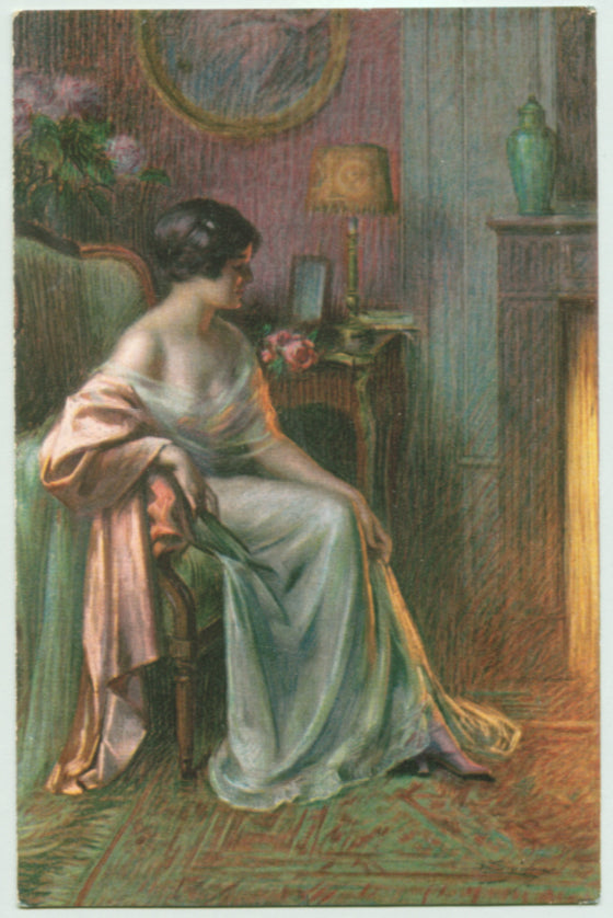 by  The Light Of The Fire, vintage artwork by Delphin Enjolras, 12x8" (A4) Poster