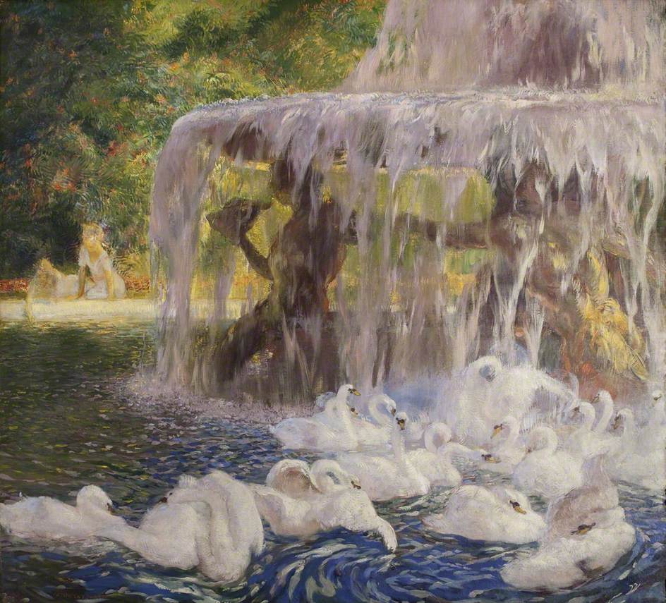 The Swans at Play by Gaston La Touche,A3(16x12")Poster