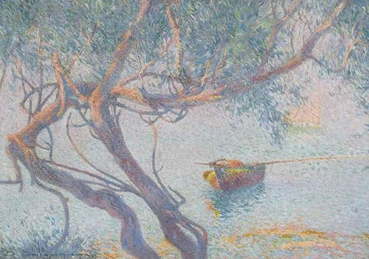 Pines on the Bank, vintage artwork by David Dellepiane, 12x8" (A4) Poster
