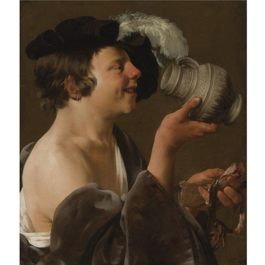 Boy Drinking, vintage artwork by Hendrick Terbrugghen, 12x8" (A4) Poster