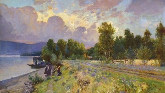Bank of the Danube in Kisoroszi by Ignac Ujvary,16x12(A3) Poster