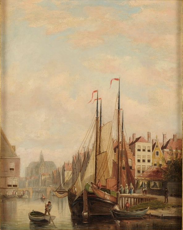 Dutch city view, vintage artwork by Johannes Frederik Hulk, 12x8" (A4) Poster