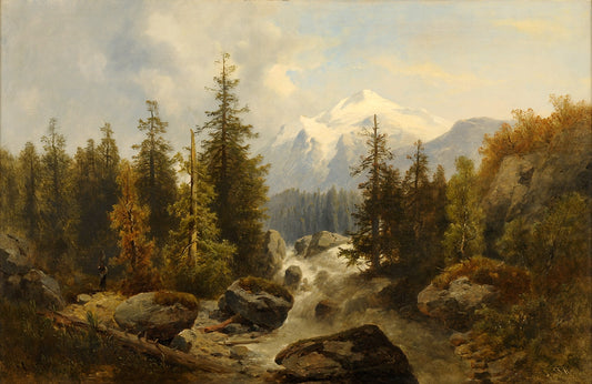 The Mountain Stream, vintage artwork by Josef Thoma, 12x8" (A4) Poster