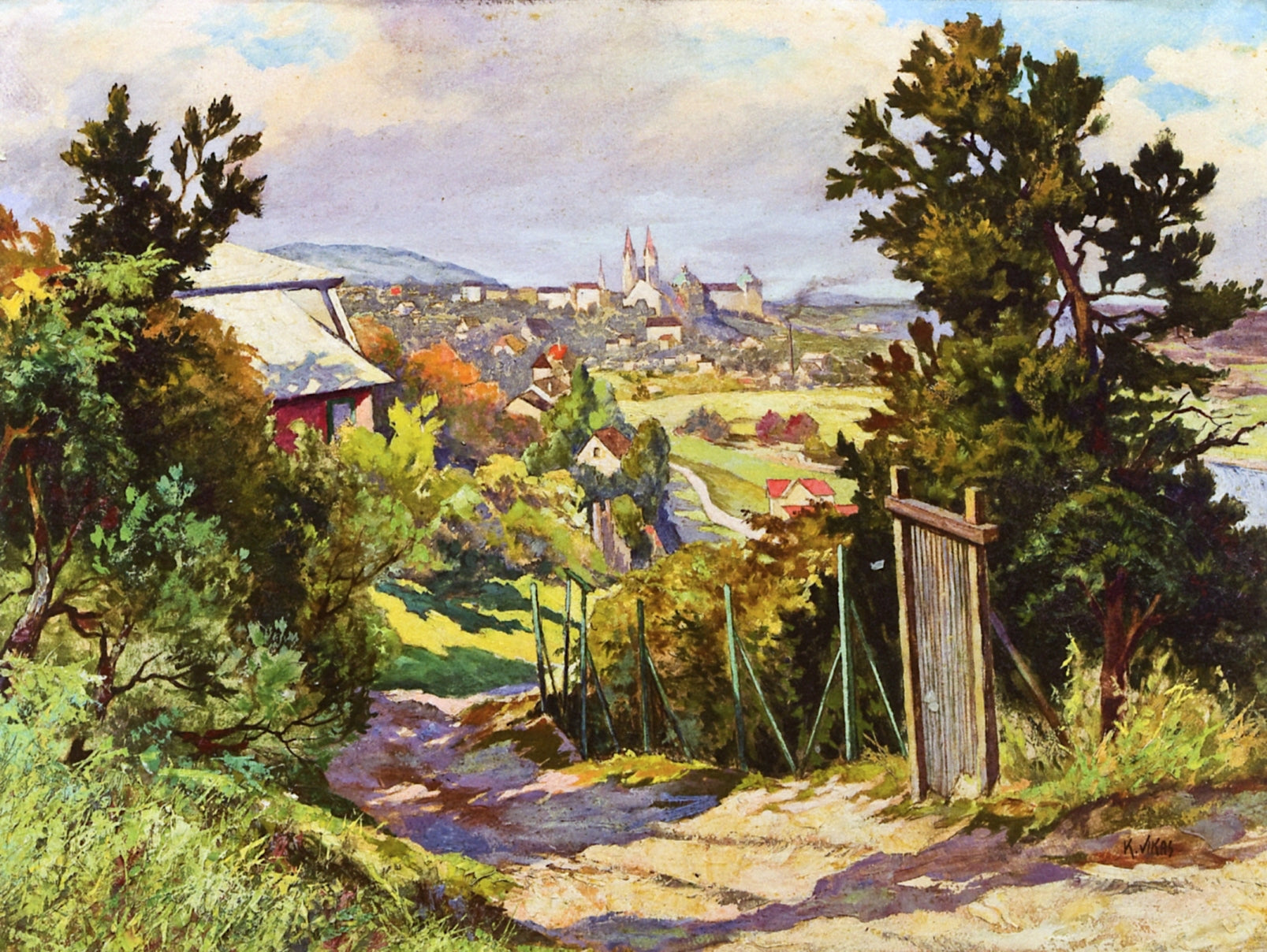 Klosterneuburg, vintage artwork by Karl Vikas, 12x8" (A4) Poster