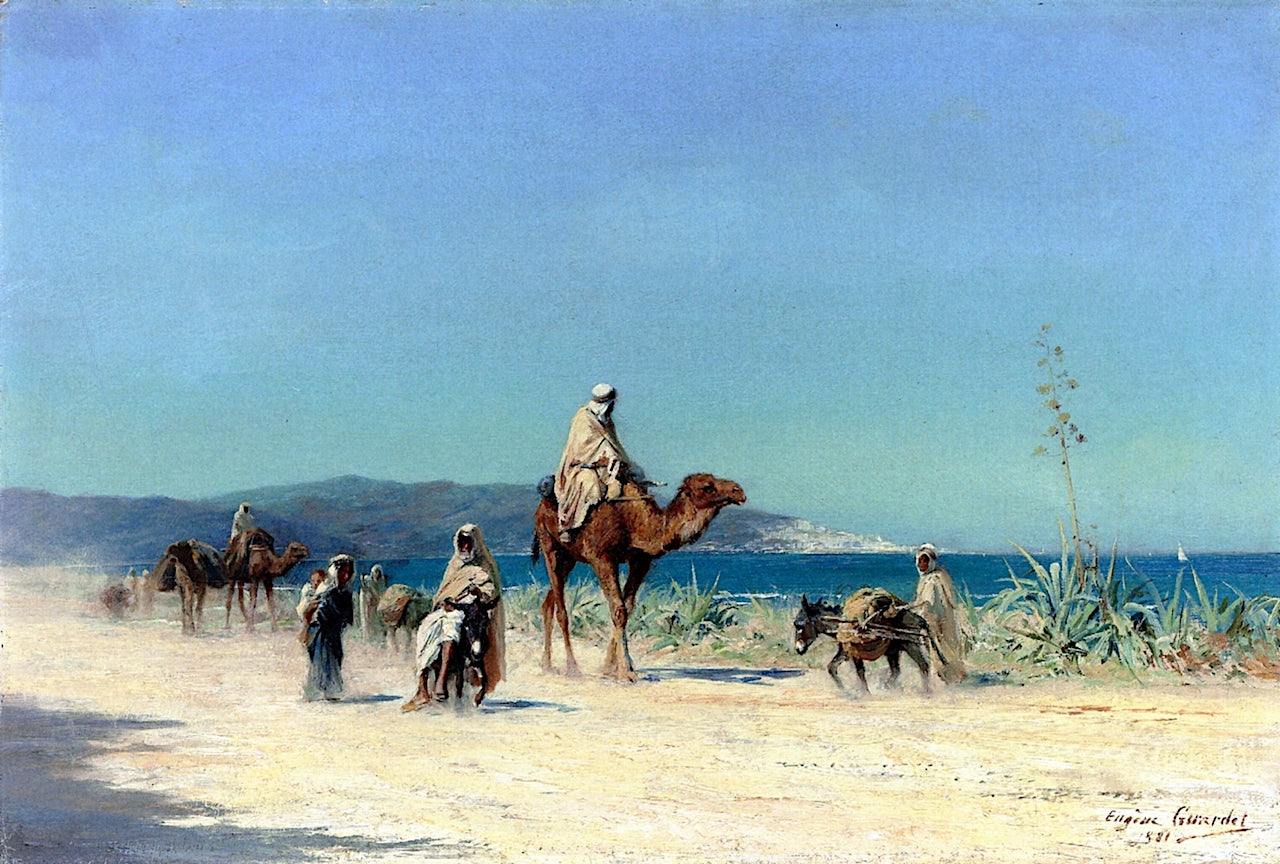 Arabs on a Coastal Road by Eugene-Alexis Girardet,A3(16x12")Poster