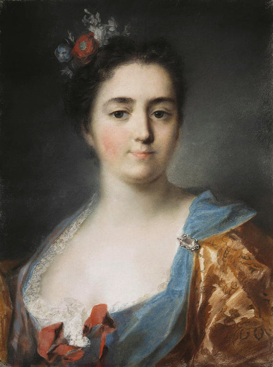 Portrait of a young Lady, vintage artwork by Rosalba Carriera, 12x8" (A4) Poster