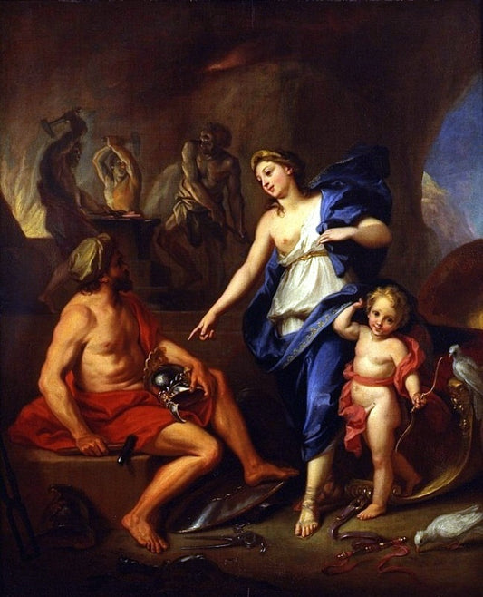 Venus Commanding Vulcan to Make Arms for Aenas, vintage artwork by Louis de Boullogne the Younger, 12x8" (A4) Poster