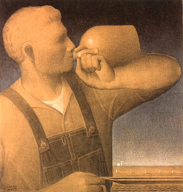 Plowing on Sunday by Grant Wood,16x12(A3) Poster
