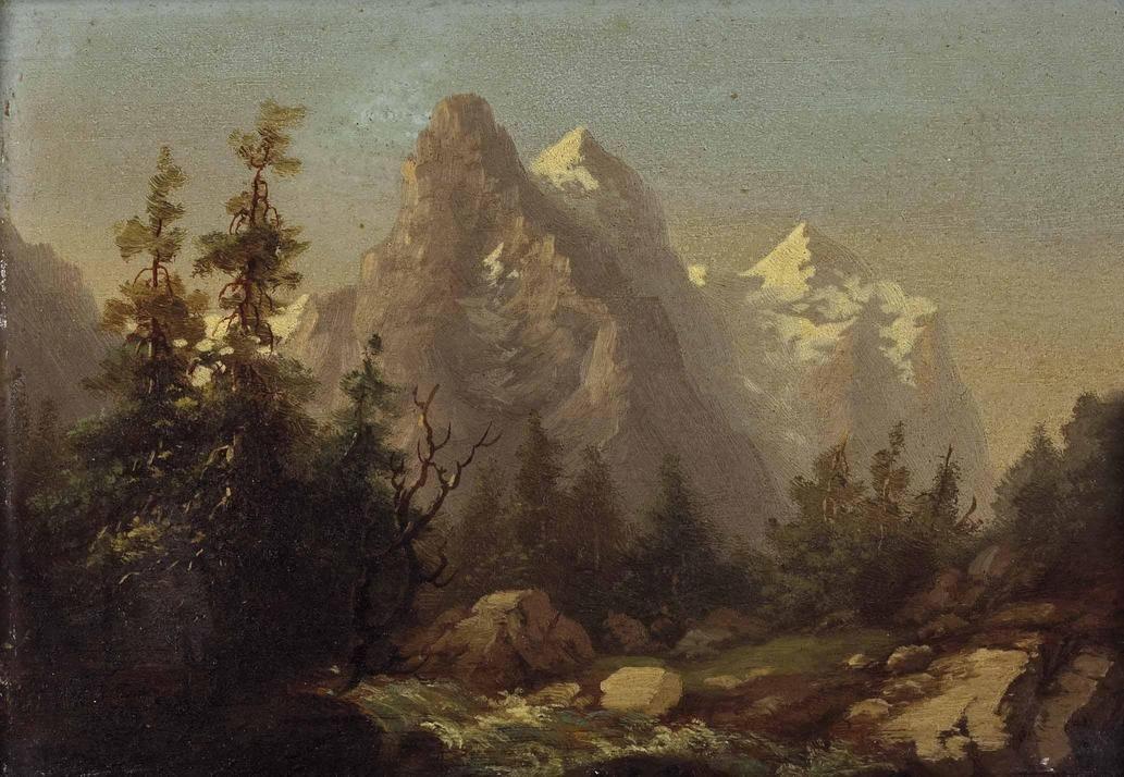In the Hochgebirge, vintage artwork by Hubert Sattler, A3 (16x12") Poster Print