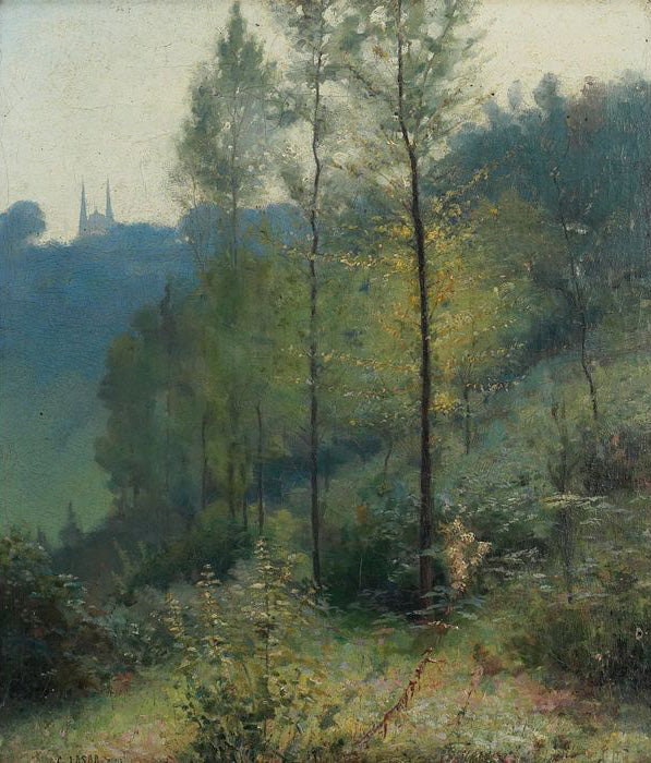 Hillside in Summer, vintage artwork by Charles Augustus Lasar, 12x8" (A4) Poster