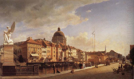 Rear View of the Houses on the Schlossfreiheit, Berlin, vintage artwork by Eduard Gaertner, A3 (16x12") Poster Print