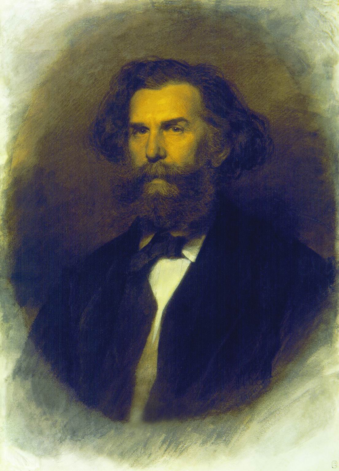 Portrait of Alexei Bogoliubov, vintage artwork by Ivan Kramskoi, 12x8" (A4) Poster