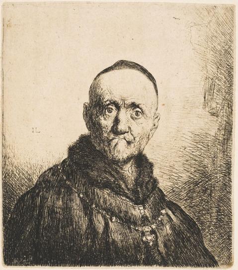 Bust of an Oriental Man, from the Front, vintage artwork by Jan Lievens, 12x8" (A4) Poster