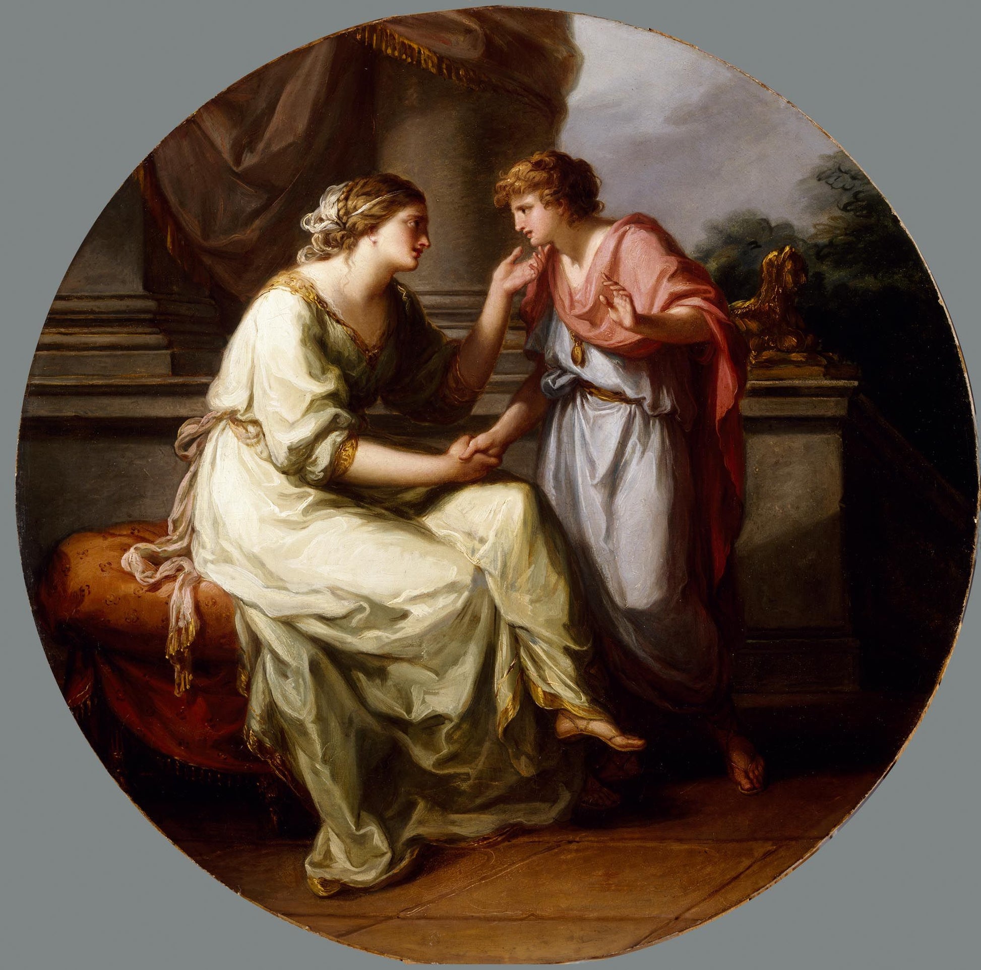 Papirius Entreated by  his Mother to Disclose the Secrets of the Roman Senate, vintage artwork by Angelica Kauffmann, 12x8" (A4) Poster