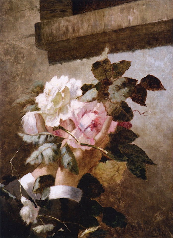 Italian Roses, Love's Offering, vintage artwork by William Henry Hilliard, 12x8" (A4) Poster