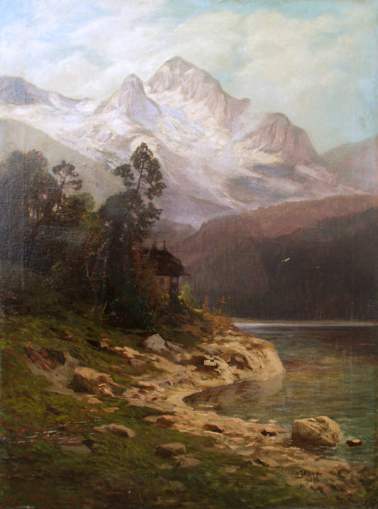 Alpine Lanscape, vintage artwork by Georg Janny, 12x8" (A4) Poster
