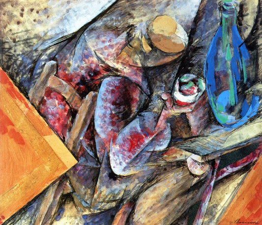 The Drinker (study), vintage artwork by Umberto Boccioni, 12x8" (A4) Poster