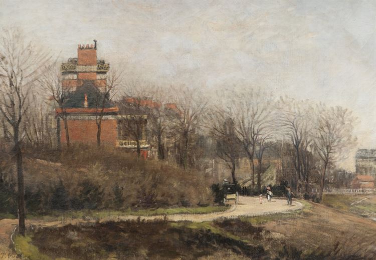 Carriage on Park Path, vintage artwork by Paul Vogler, 12x8" (A4) Poster