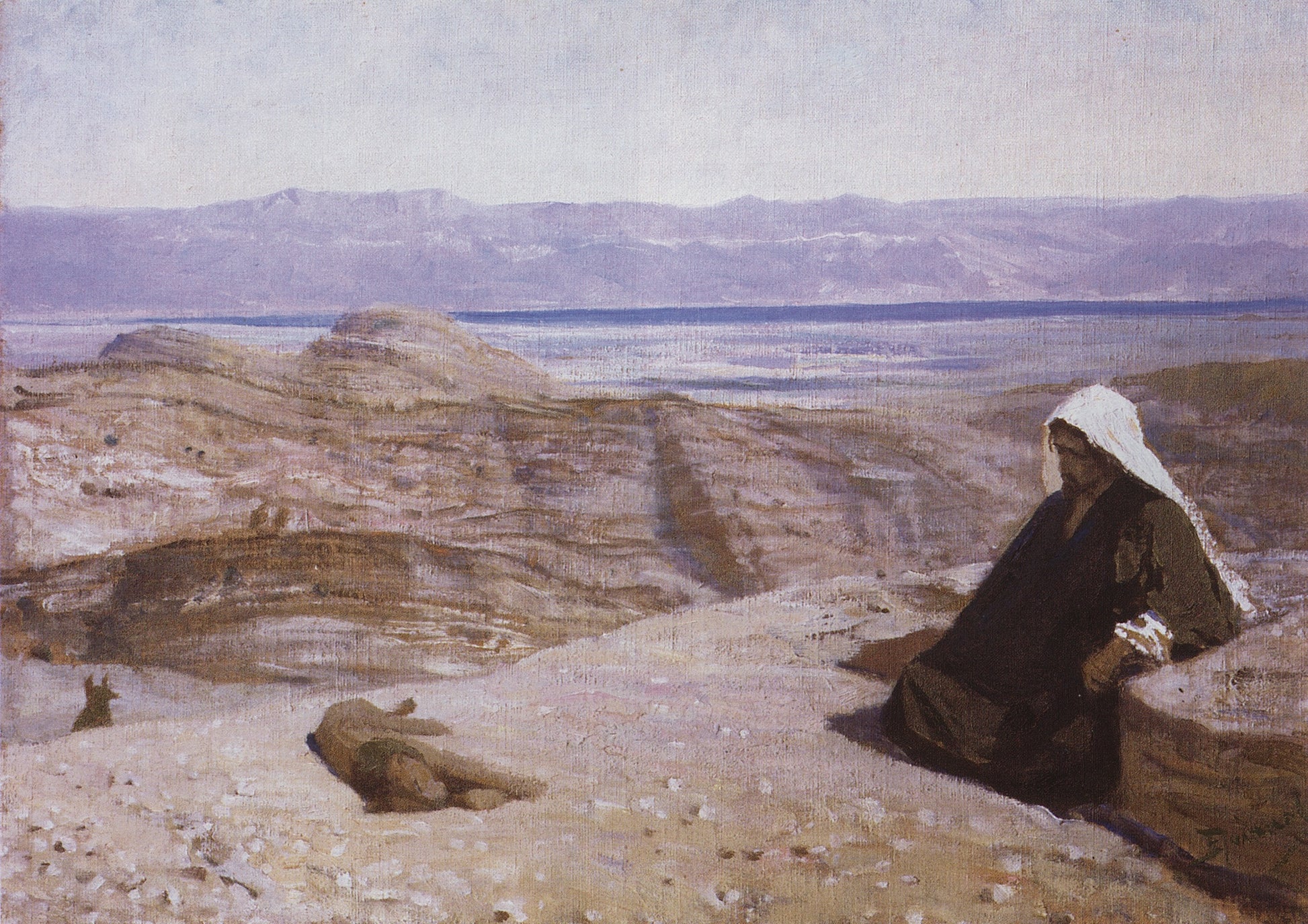 Christ in the Desert, vintage artwork by Vasily Polenov, 12x8" (A4) Poster