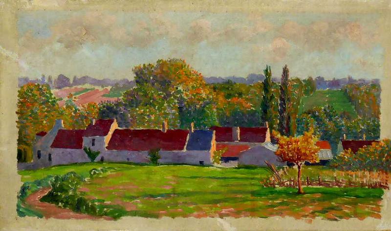 View of Gouvernes, vintage artwork by Leo Gausson, 12x8" (A4) Poster