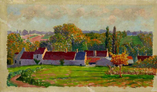 View of Gouvernes, vintage artwork by Leo Gausson, 12x8" (A4) Poster