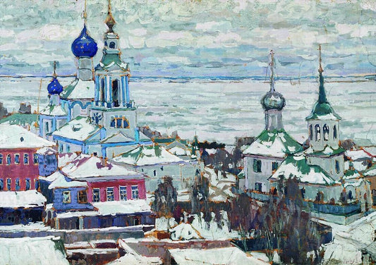 Rostov in Winter, vintage artwork by Petr Petrovichev, 12x8" (A4) Poster