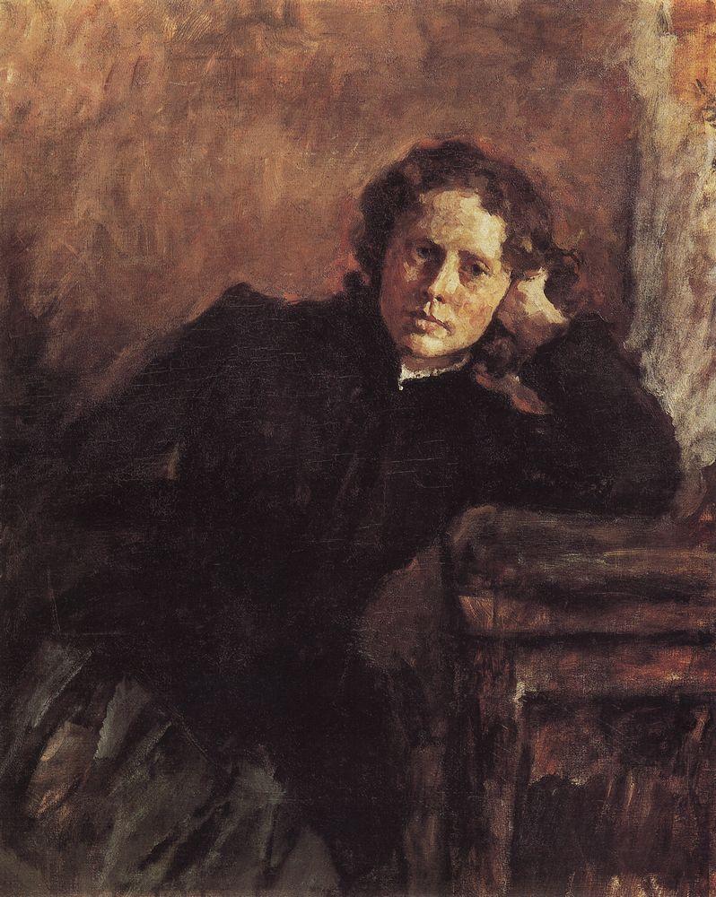 by  the Window, Portrait of Olga Trubnikova, vintage artwork by Valentin Serov, 12x8" (A4) Poster