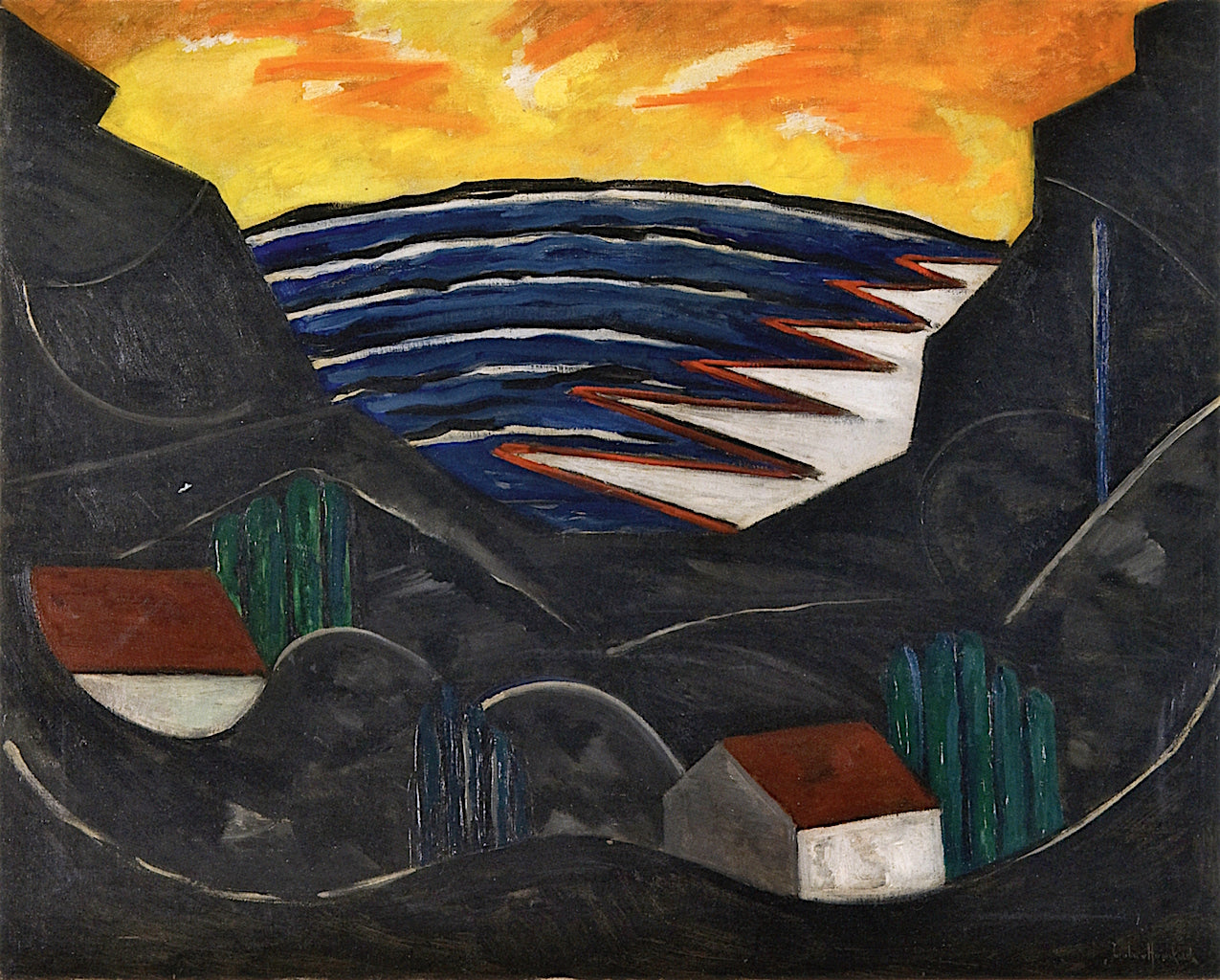 Landscape (Image I), vintage artwork by Jacoba van Heemskerck, 12x8" (A4) Poster