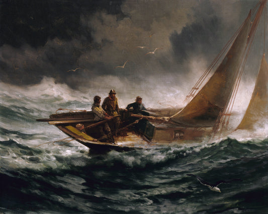 Riding out a Gale, vintage artwork by Edward Moran, 12x8" (A4) Poster