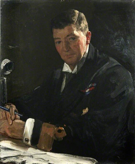 The Chief Naval Censor: Rear Admiral Sir Douglas Browning, vintage artwork by Sir John Lavery, R.A., 12x8" (A4) Poster