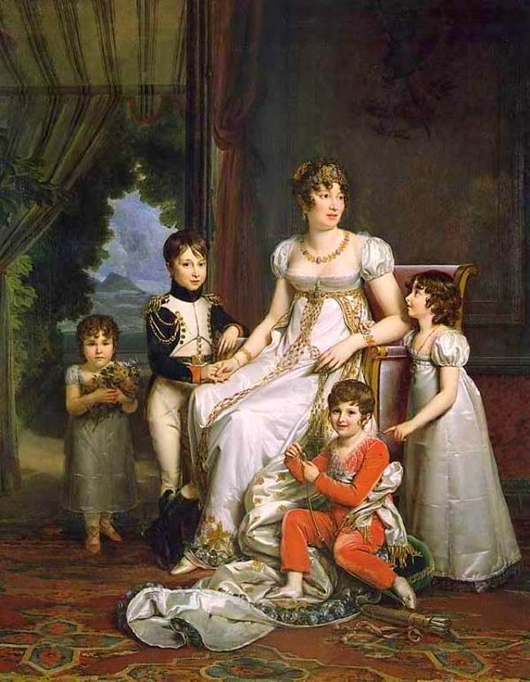 Caroline Murat and her Children, vintage artwork by François Gerard, 12x8" (A4) Poster
