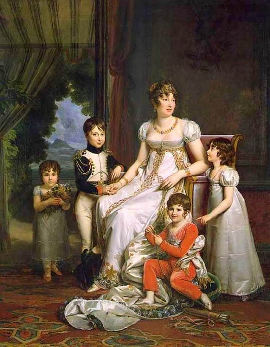 Caroline Murat and her Children, vintage artwork by François Gerard, 12x8" (A4) Poster