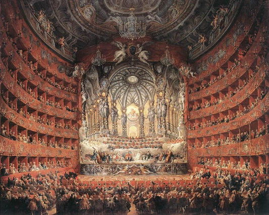 Musical Fête, vintage artwork by Giovanni Paolo Panini, 12x8" (A4) Poster