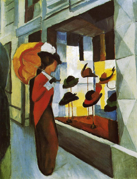 Hat Shop, vintage artwork by August Macke, 12x8" (A4) Poster