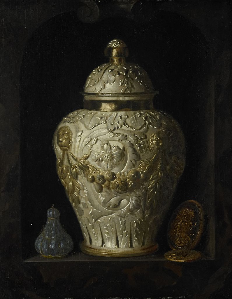 Still Life with Silver Jar, vintage artwork by Pieter Gerritz. van Roestraten, 12x8" (A4) Poster