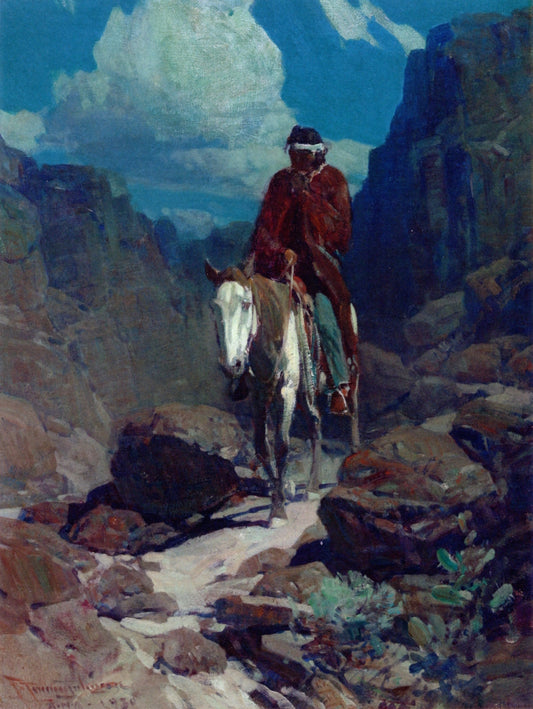 Through the Night, vintage artwork by Frank Tenney Johnson, 12x8" (A4) Poster