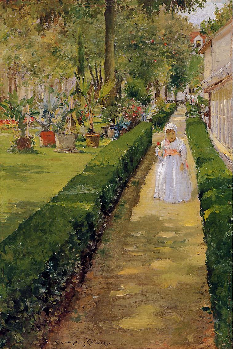 Child on a Garden Walk, vintage artwork by William Merritt Chase, 12x8" (A4) Poster