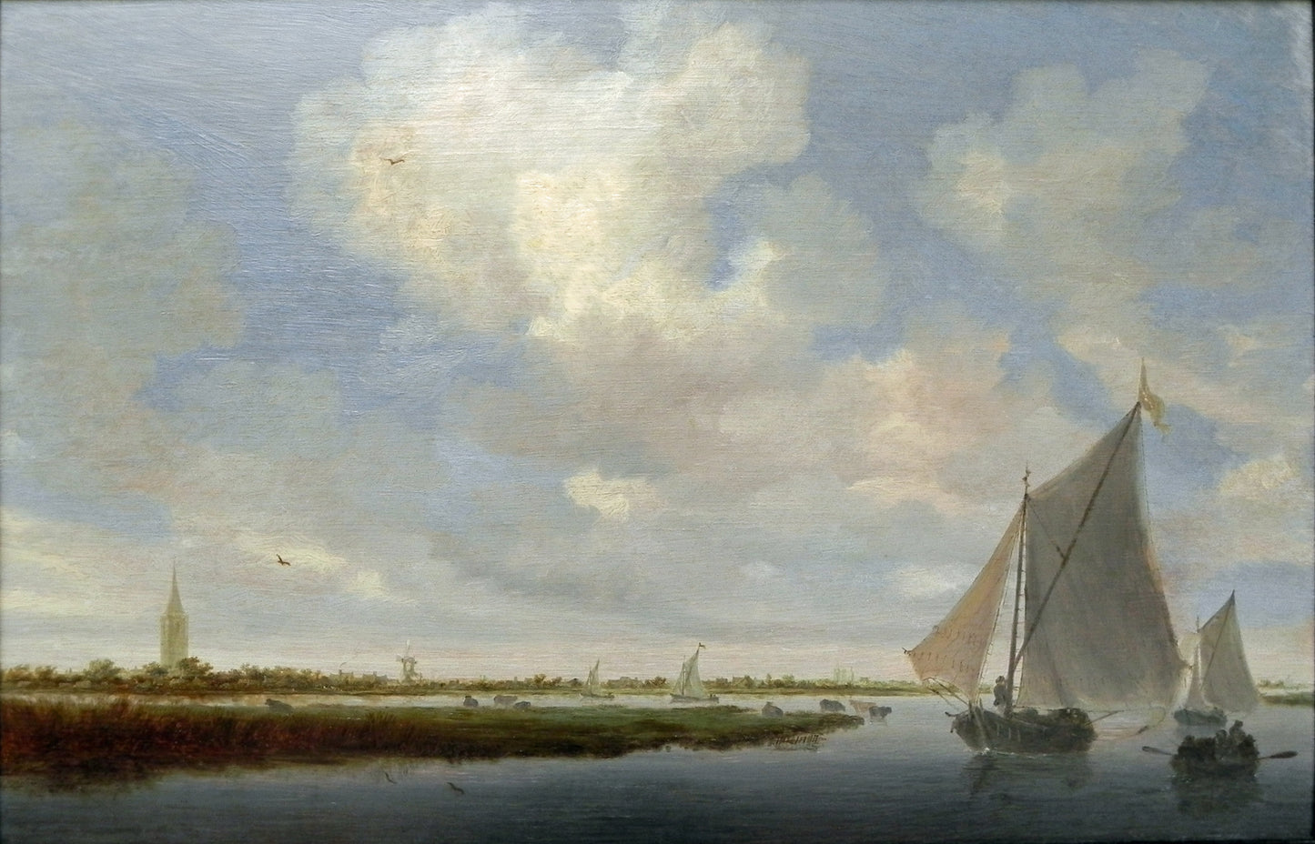 Sailboats on the Wijkermeer, vintage artwork by Salomon van Ruysdael, 12x8" (A4) Poster