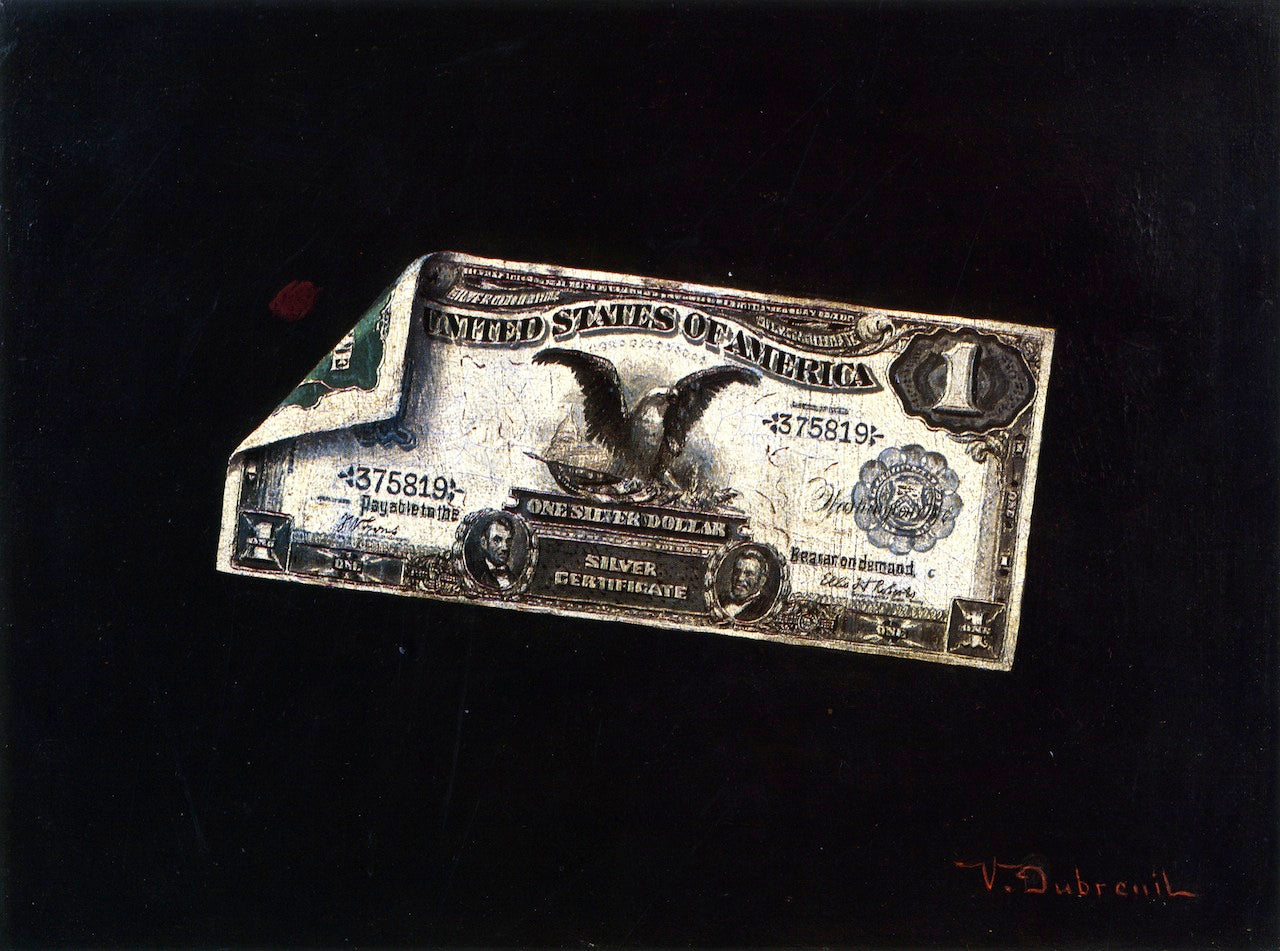 One Dollar Silver Certificate, vintage artwork by Victor Dubreuil, 12x8" (A4) Poster